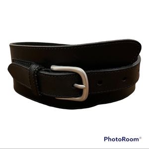 Banana Republic Boho Black Asymmetric Leather Belt Silver Buckle Size Medium